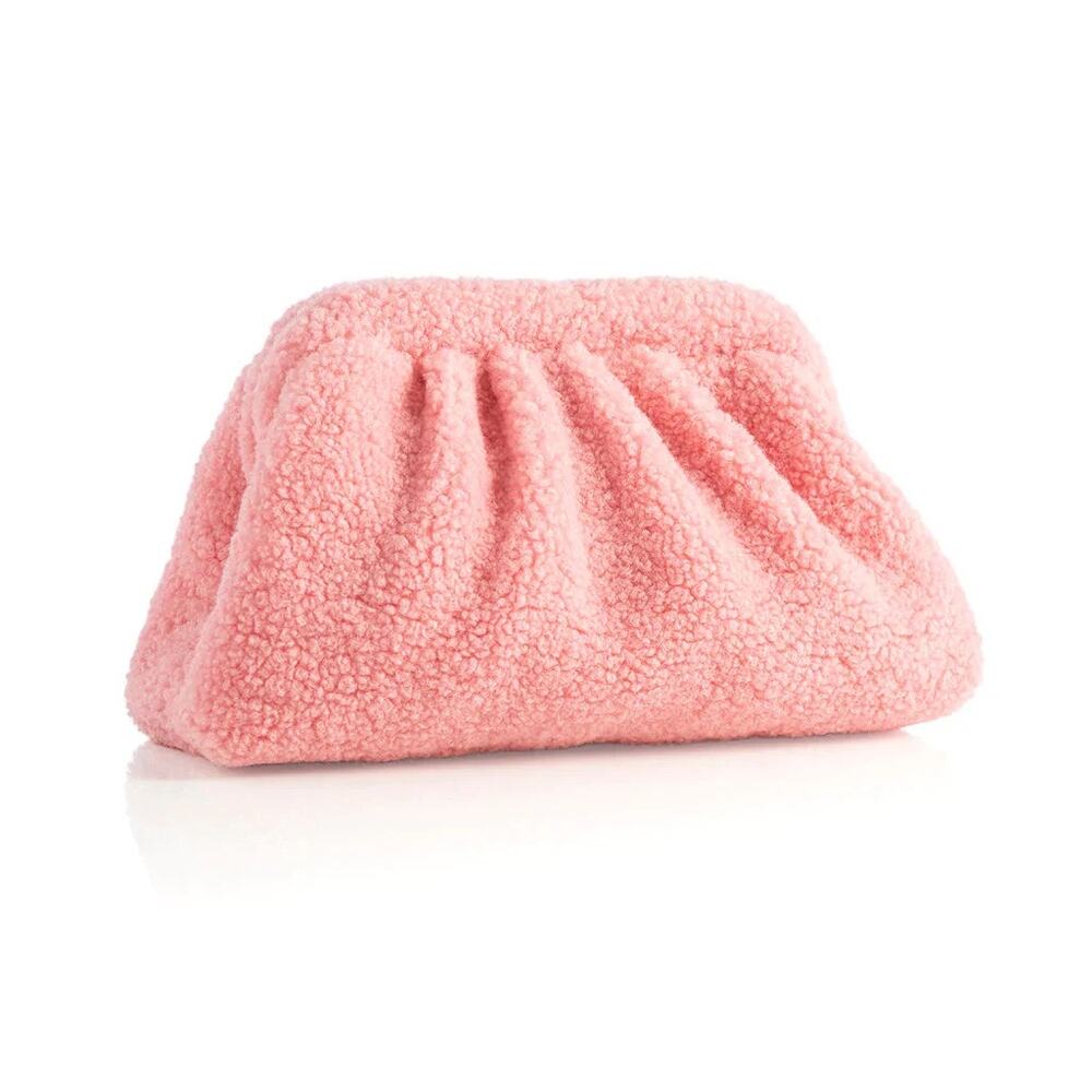 NWT! Shiraleah Chicago Jayden Clutch Pink Shearling Frame Bag Statement Eclectic